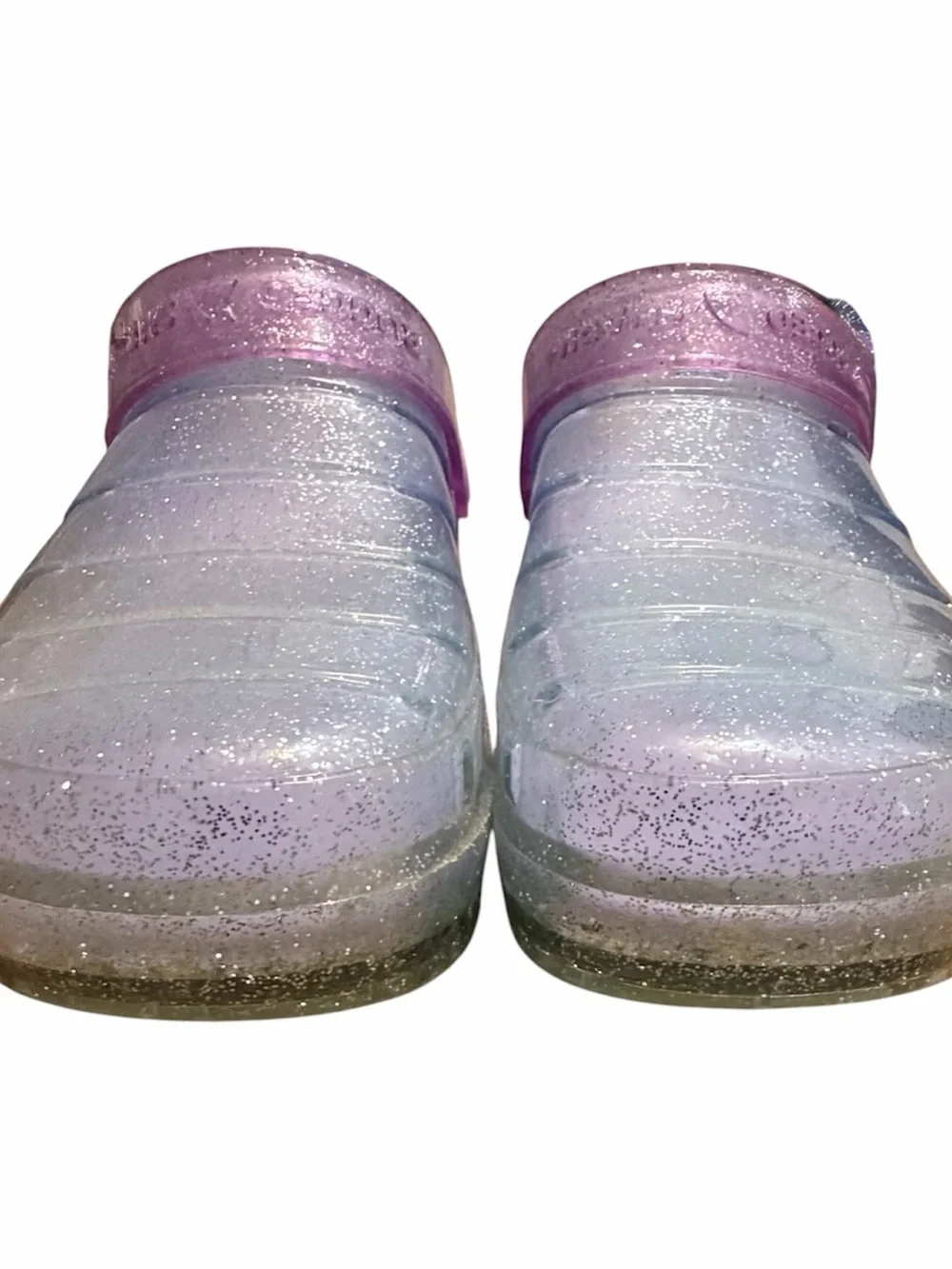 Glitter Translucent Jelly Clog Sandals - Purple to Blue Ombre Girls size 3 - Picture 2 of 8